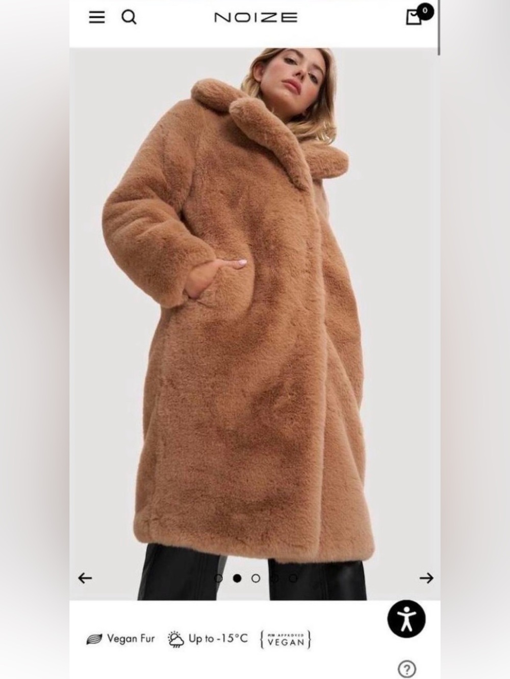 Noize Tan Vegan Faux Fur Teddy Coat Size M